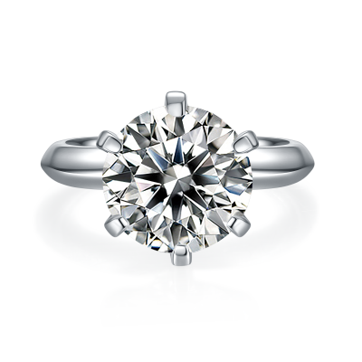 5 Carat Moissanite Solitaire Engagement Ring in Platinum Plated Silver (Certified, 11 MM)