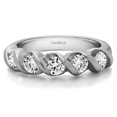 0.48 Carat Five Stone Swirl Set Wedding Band