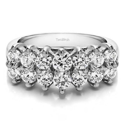 1.96 Carat Fourteen Stone Double Row Common Prong Wedding Ring