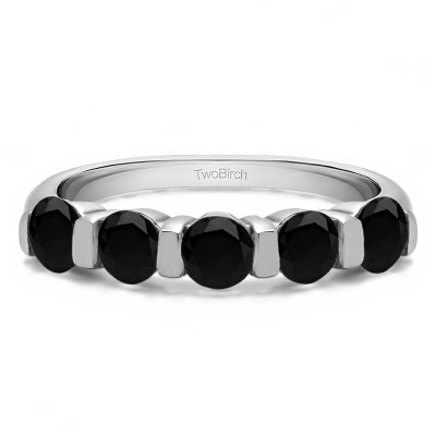 0.5 Carat Black Five Stone Wide Bar Set Wedding Band