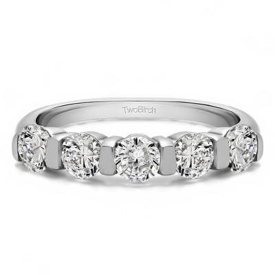 0.5 Carat Five Stone Wide Bar Set Wedding Band