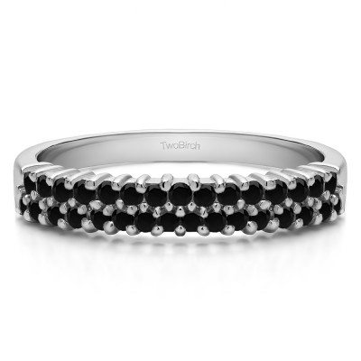 0.5 Carat Black Double Row Shared Prong Wedding Ring