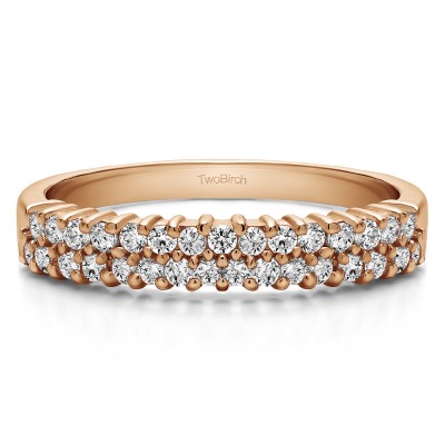 0.5 Carat Double Row Shared Prong Wedding Ring in Rose Gold