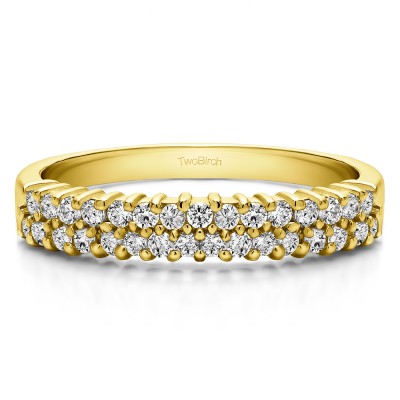 0.5 Carat Double Row Shared Prong Wedding Ring in Yellow Gold