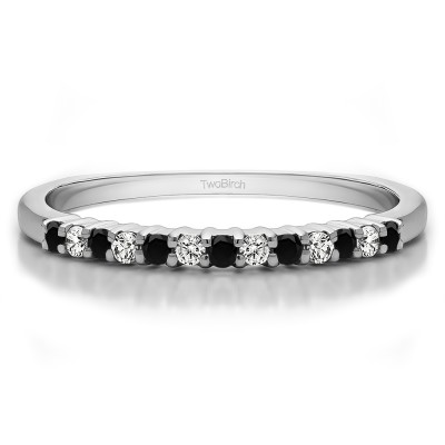 0.25 Carat Black and White Double Shared Prong Thin Wedding Band
