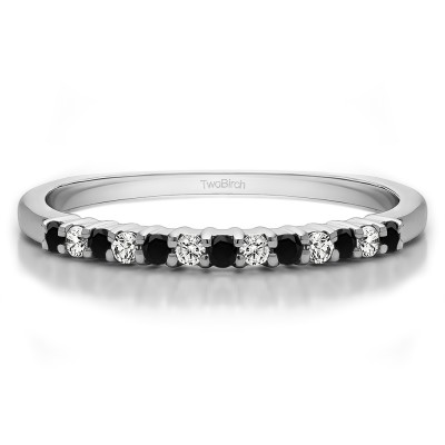 0.25 Carat Black and White Double Shared Prong Thin Wedding Band