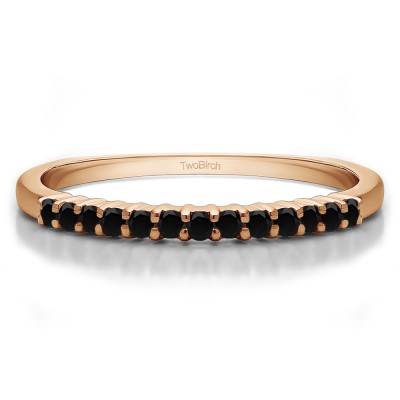 0.25 Carat Black Double Shared Prong Thin Wedding Band in Rose Gold