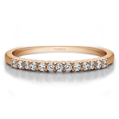 0.25 Carat Double Shared Prong Thin Wedding Band in Rose Gold