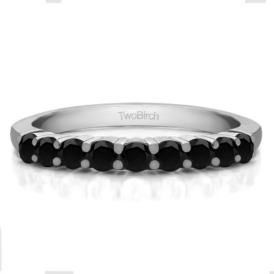 0.5 Carat Black Double Shared Prong Thin Wedding Band