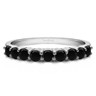 0.75 Carat Black Double Shared Prong Thin Wedding Band