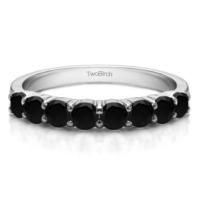 0.98 Carat Black Double Shared Prong Thin Wedding Band