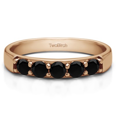 0.5 Carat Black Five Stone Pave Set Anniversary Band in Rose Gold