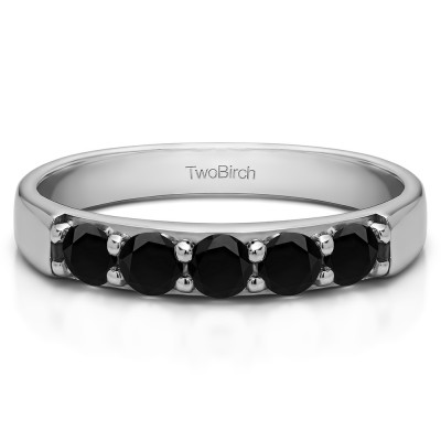 0.5 Carat Black Five Stone Pave Set Anniversary Band