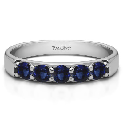 0.5 Carat Sapphire Five Stone Pave Set Anniversary Band