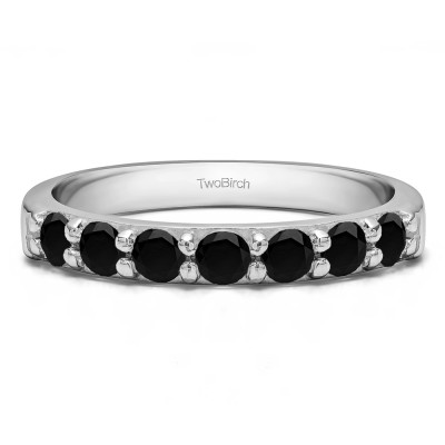 0.49 Carat Black Seven Stone Common Prong Wedding Ring
