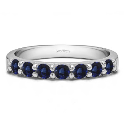 0.98 Carat Sapphire Seven Stone Common Prong Wedding Ring