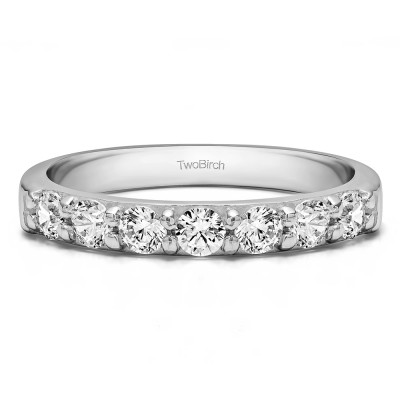 0.49 Carat Seven Stone Common Prong Wedding Ring