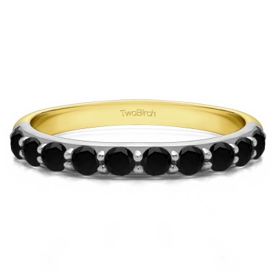 0.5 Carat Black 10 Stone Delicate Prong Set Wedding Band  in Two Tone Gold