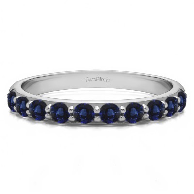 1 Carat Sapphire 10 Stone Delicate Prong Set Wedding Band