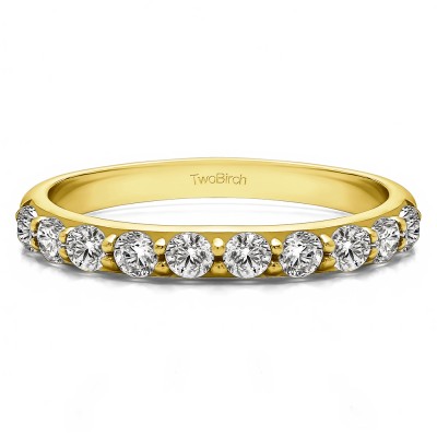 1.5 Carat 10 Stone Delicate Prong Set Wedding Band  in Yellow Gold