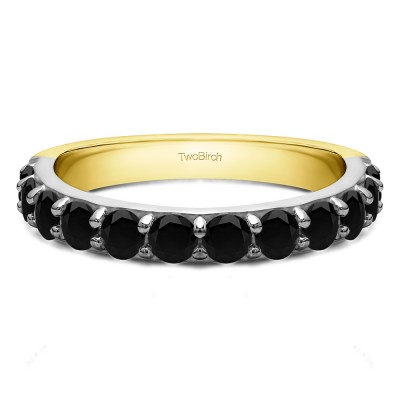 0.48 Carat Black Twelve Stone Round Pave Set Wedding Band  in Two Tone Gold