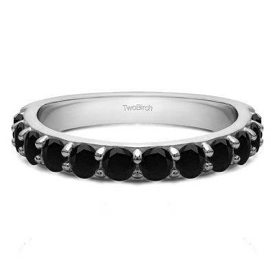 0.48 Carat Black Twelve Stone Round Pave Set Wedding Band