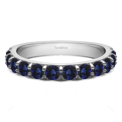 0.48 Carat Sapphire Twelve Stone Round Pave Set Wedding Band