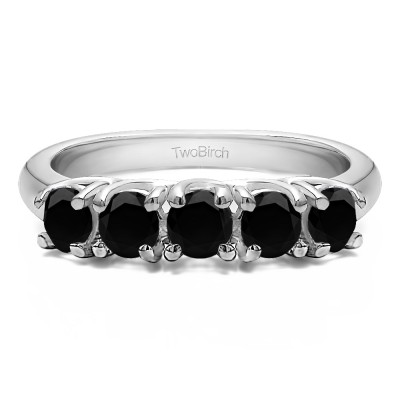 0.5 Carat Black Five Stone Trellis Set Wedding Ring