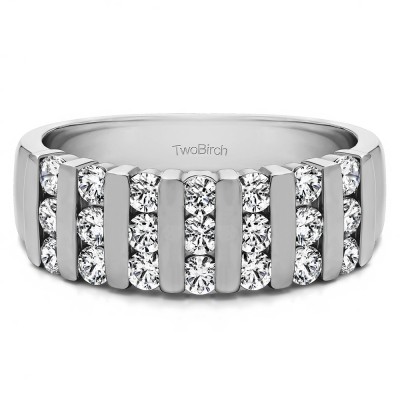 0.26 Carat Three Row Bar Set Wedding Ring