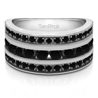 2 Carat Black Three Row Channel Set Anniversary Ring