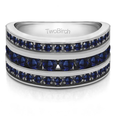 2 Carat Sapphire Three Row Channel Set Anniversary Ring