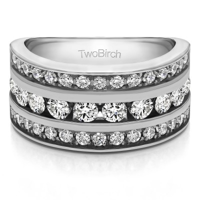 2 Carat Three Row Channel Set Anniversary Ring