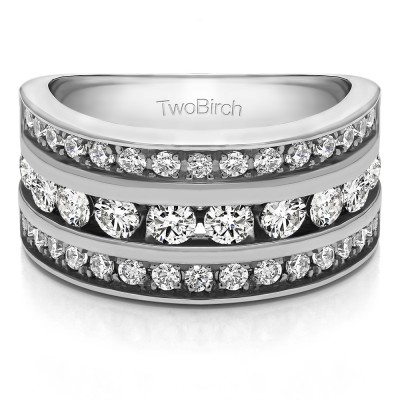 2 Carat Three Row Channel Set Anniversary Ring