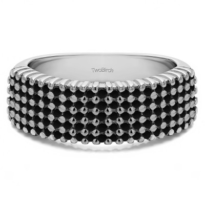 1 Carat Black Multi Row Common Prong Wedding Ring