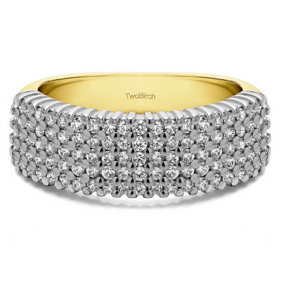 1 Carat Multi Row Common Prong Wedding Ring in Two Tone Gold
