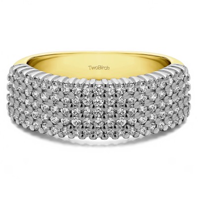 1 Carat Multi Row Common Prong Wedding Ring in Two Tone Gold