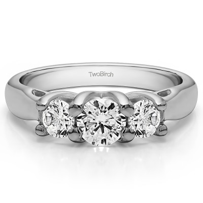 1 Carat Three Stone Trellis Set Wedding Ring