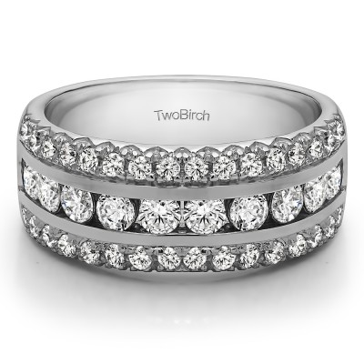 0.98 Carat Three Row Fishtail Set Anniversary Ring