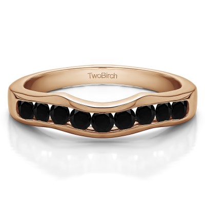 0.48 Ct. Black Eight Round Stone Channel Contour Wedding Band in Rose Gold