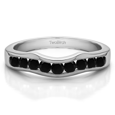 0.48 Ct. Black Eight Round Stone Channel Contour Wedding Band