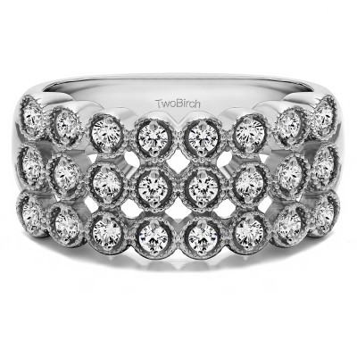 0.72 Carat Millgrained Bezel Three Row Anniversary Band