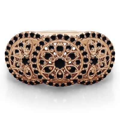 0.49 Carat Black Pave Set Flower Anniversary Ring in Rose Gold
