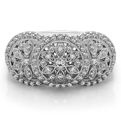 0.49 Carat Pave Set Flower Anniversary Ring
