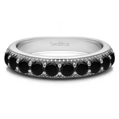 0.25 Carat Black Millgrained Double Shared Prong Vintage Wedding Ring