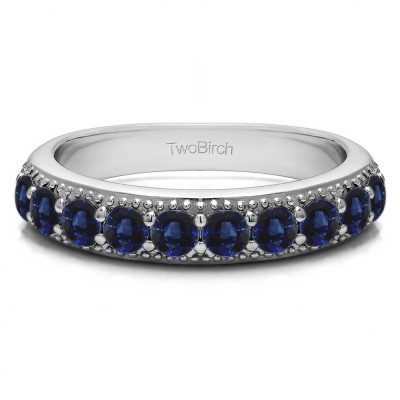 0.25 Carat Sapphire Millgrained Double Shared Prong Vintage Wedding Ring