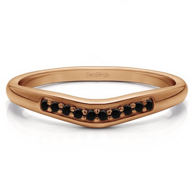 0.1 Ct. Black Ten Stone Thin Contour Wedding Band in Rose Gold