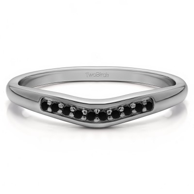 0.1 Ct. Black Ten Stone Thin Contour Wedding Band