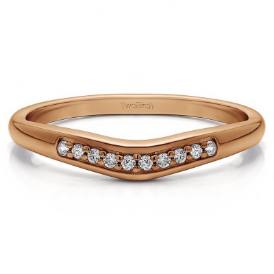 0.1 Ct. Ten Stone Thin Contour Wedding Band in Rose Gold