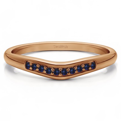 0.1 Ct. Sapphire Ten Stone Thin Contour Wedding Band in Rose Gold