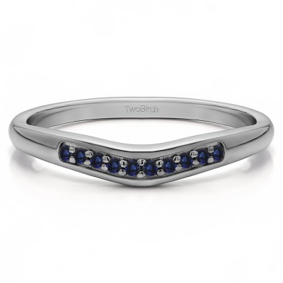 0.1 Ct. Sapphire Ten Stone Thin Contour Wedding Band